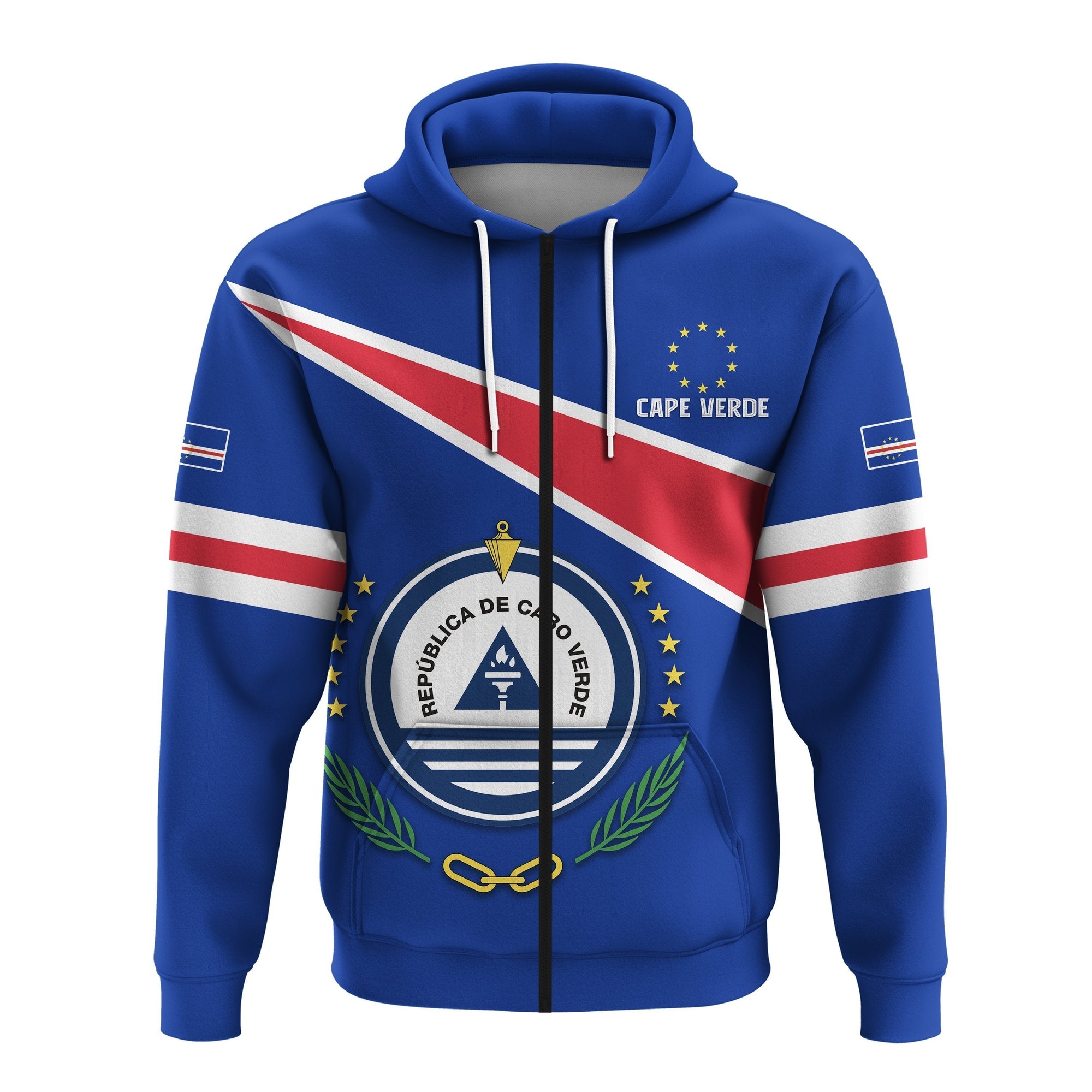 Cape Verde Zip Hoodie Flag Cape Verde Lovers LT13 - Wonder Print Shop