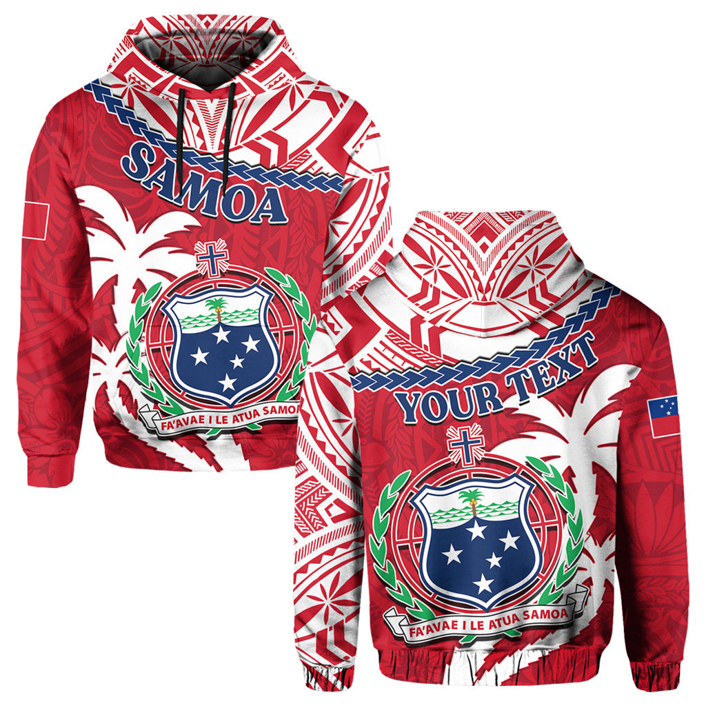 Custom Samoa Hoodie Samoan Coat Of Arms With Coconut Red Style - Wonder Print Shop