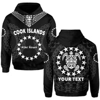 Black hoodie with hood and COOK ISLANDS star graphic, Kuki Airani text