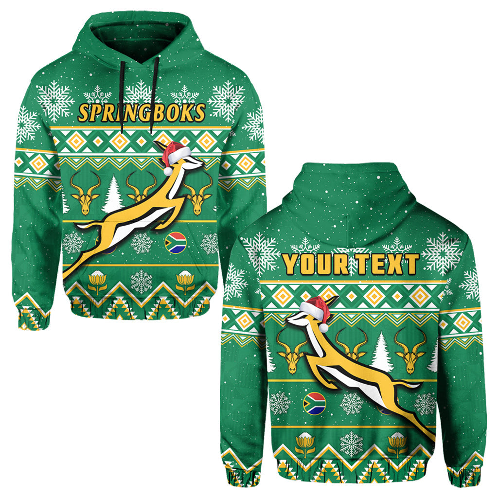 Custom South Africa Rugby Christmas Hoodie Springboks Proud Geseende Kersfees - Wonder Print Shop