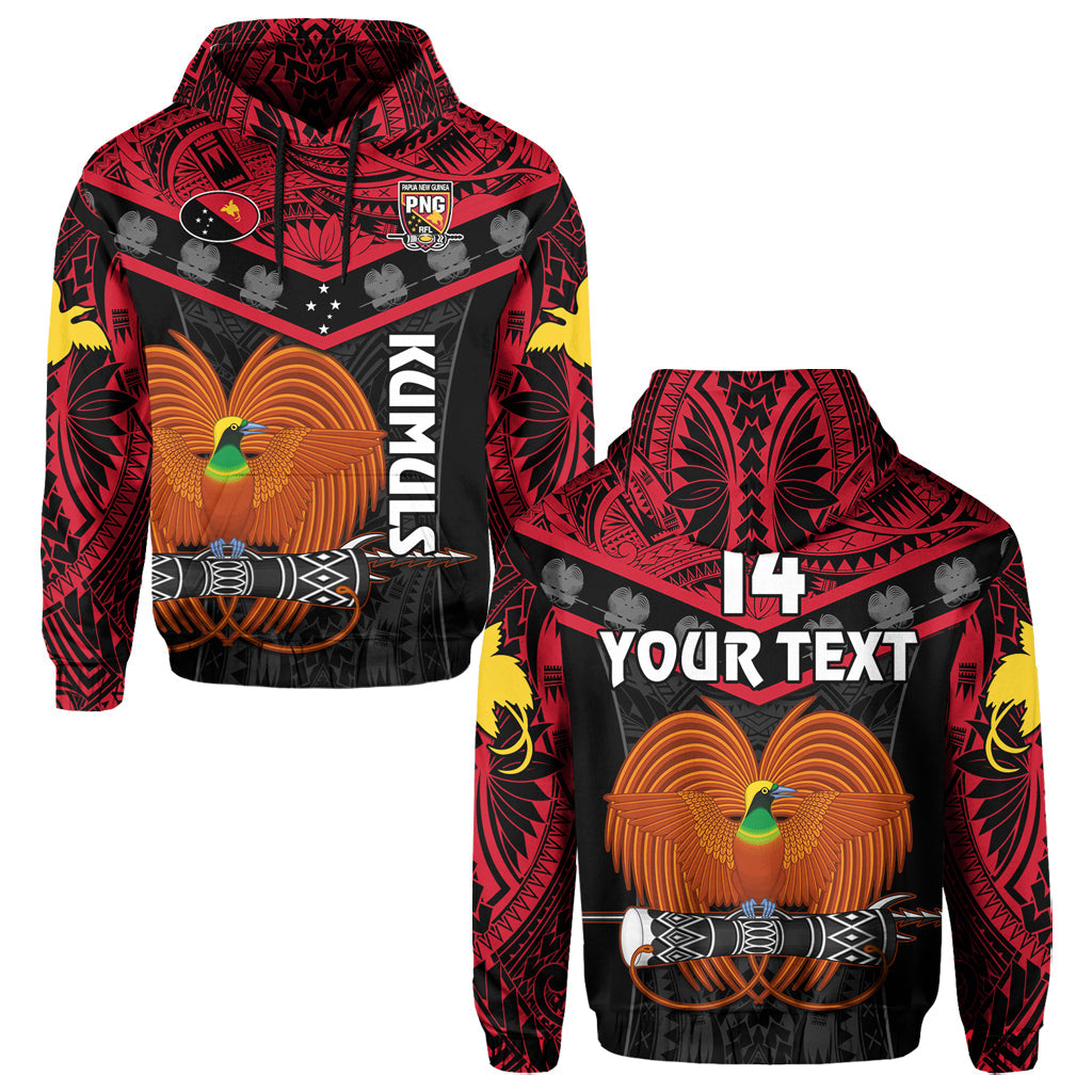 Custom Text And Number Papua New Guinea Rugby Hoodie PNG Kumuls Bird Of Paradise Black - Wonder Print Shop