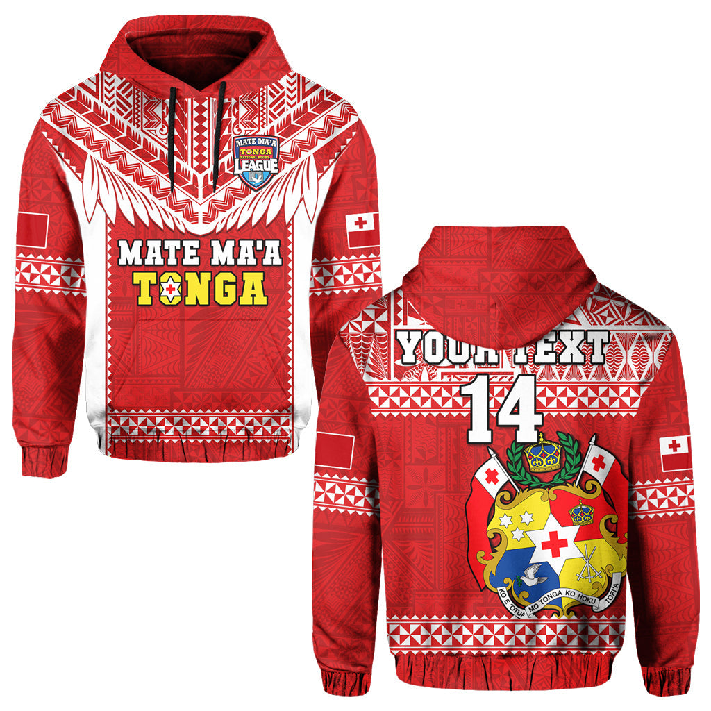 Custom Text And Number Tonga Rugby Hoodie Mate Maa Tonga Pacific Ngatu White - Wonder Print Shop