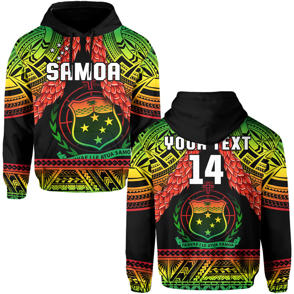 Custom Text And Number Samoa Rugby Hoodie Teuila Torch Ginger Gradient Style - Wonder Print Shop