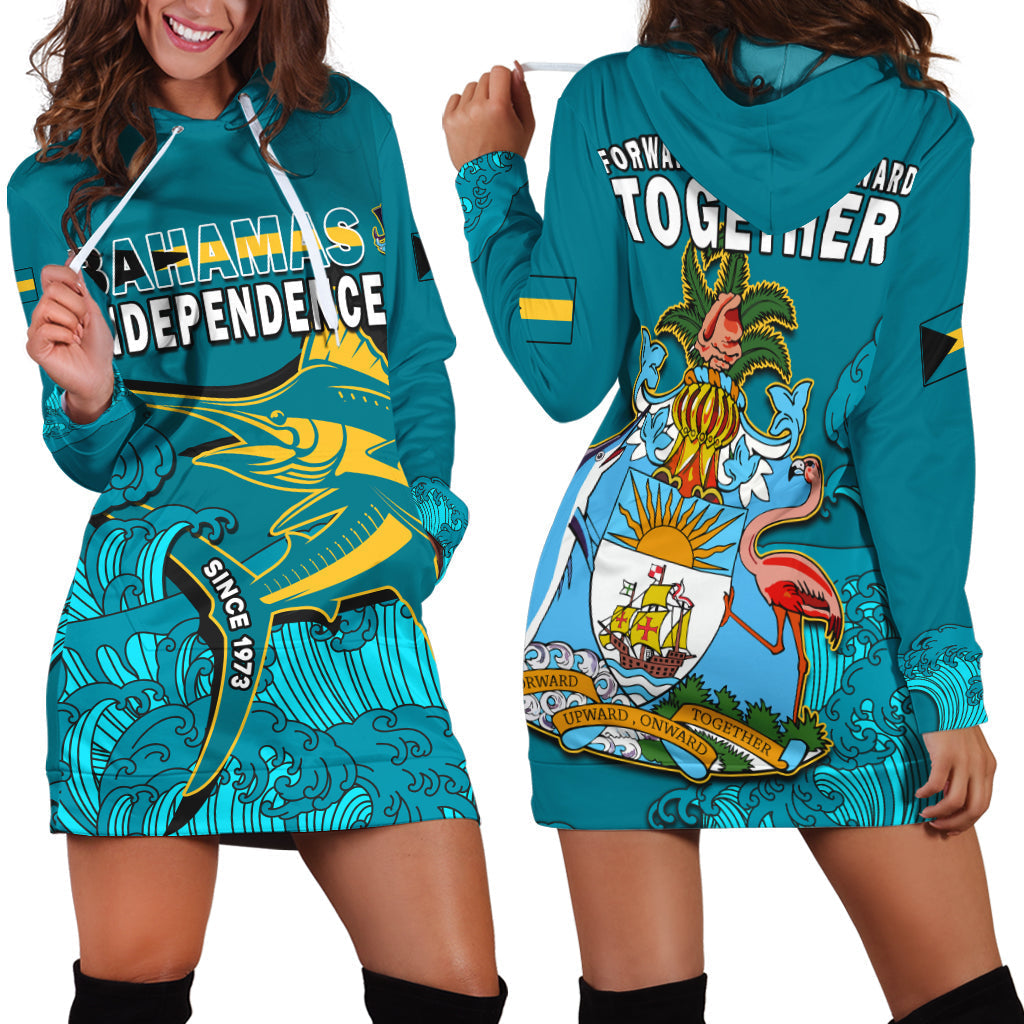 Bahamas Independence Day Hoodie Dress Blue Marlin Since 1973 Style - Wonder Print Shop