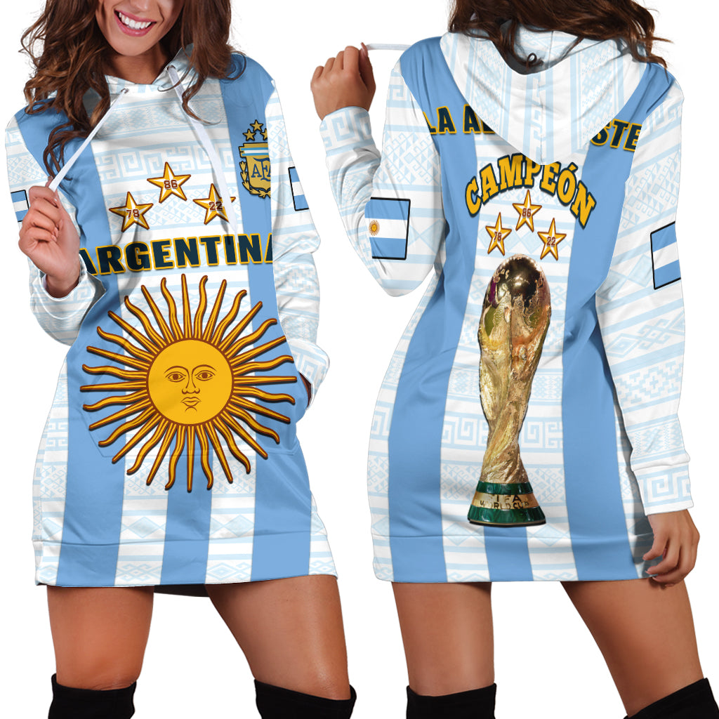 Argentina Football Hoodie Dress World Cup La Albiceleste 3rd Champions Proud - Wonder Print Shop