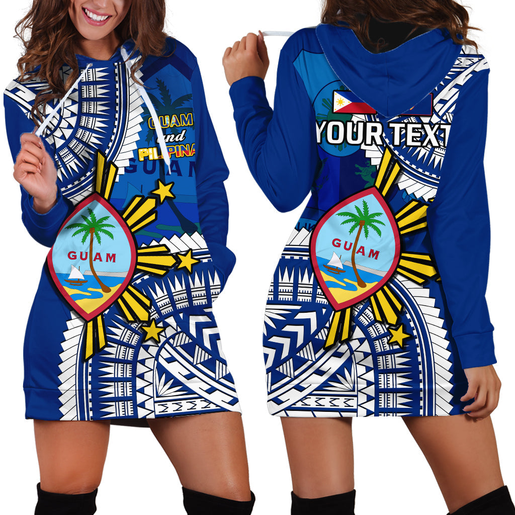 (Custom Personalised) Guam and Philippines Hoodie Dress Guaman Filipinas Together Blue - Wonder Print Shop