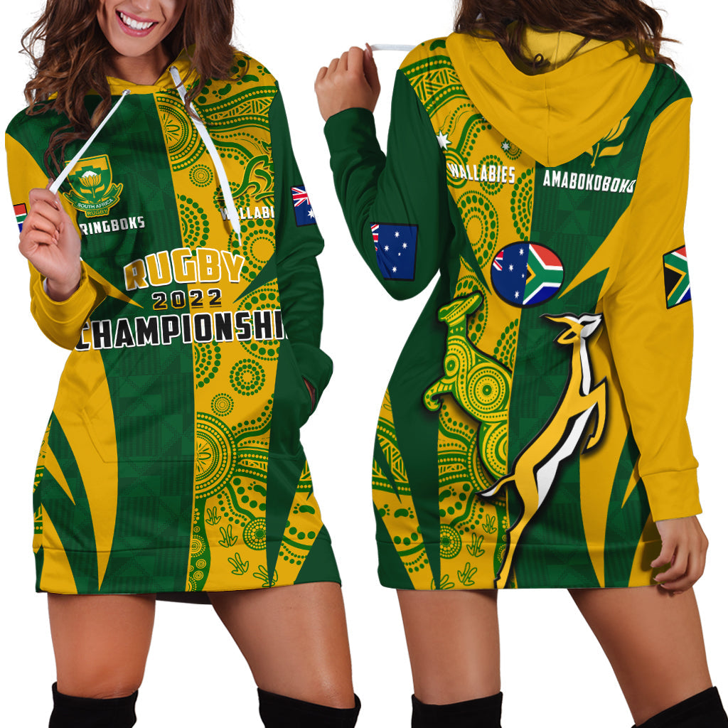 Australia Rugby and South Africa Rugby Hoodie Dress Wallabies Mix Springboks Sporty - Wonder Print Shop