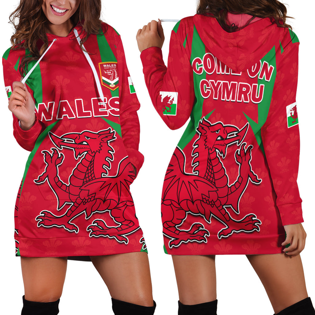 Wales Rugby Hoodie Dress The Dragons National Team Come On Cymru - Wonder Print Shop