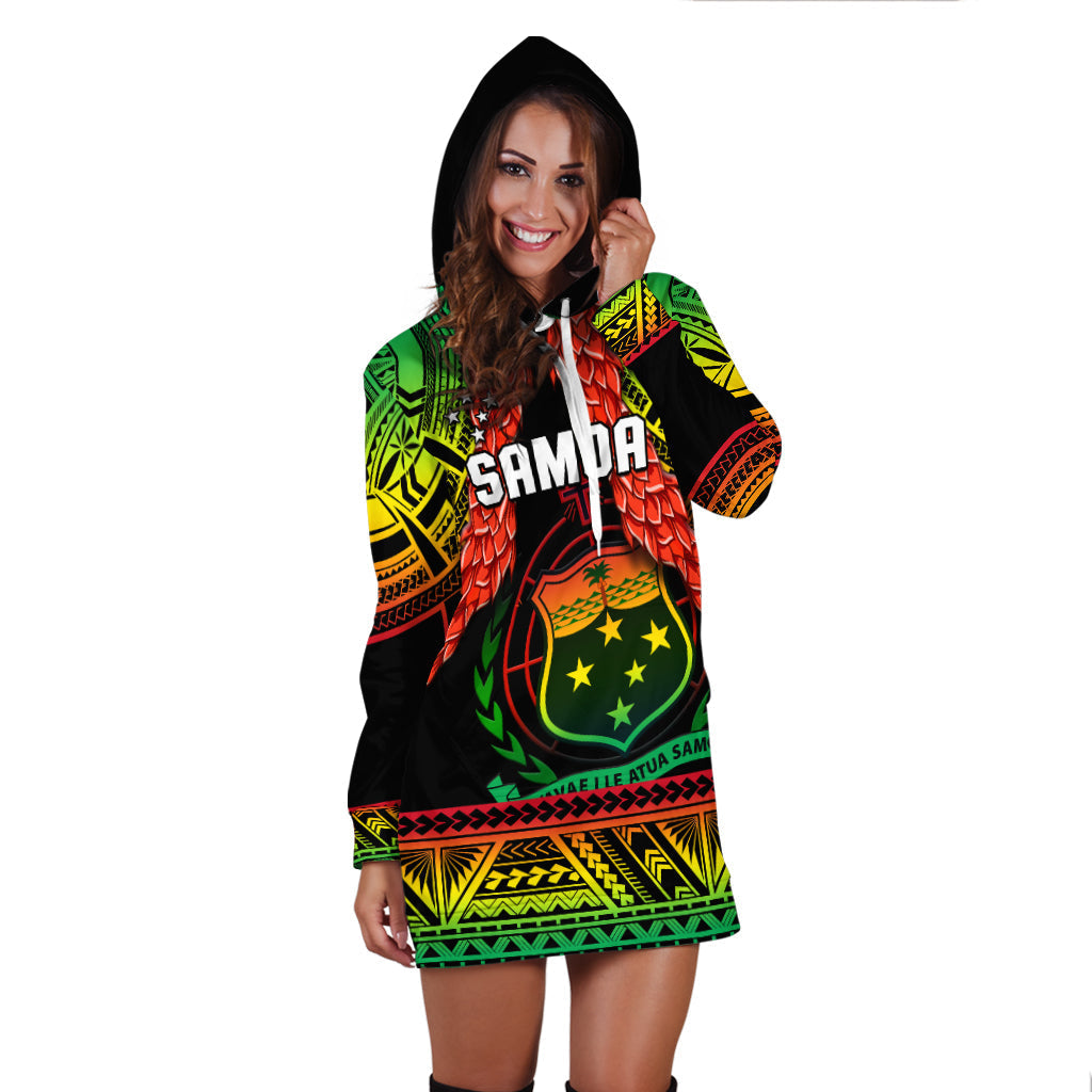 Custom Text And Number Samoa Rugby Hoodie Dress Teuila Torch Ginger Gradient Style - Wonder Print Shop