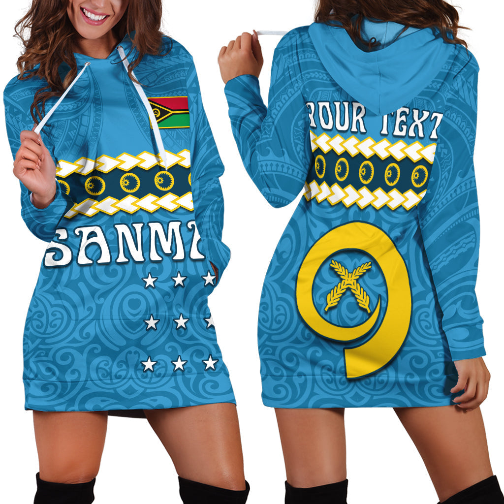 Custom Personalised Sanma Province Hoodie Dress Vanuatu Pig Tusk Polynesian Flag Style - Wonder Print Shop