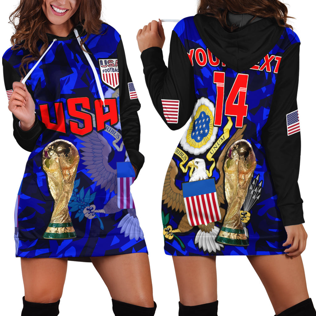 (Custom Text And Number) USA Football Hoodie Dress The Yanks Champions WC 2022 - Wonder Print Shop