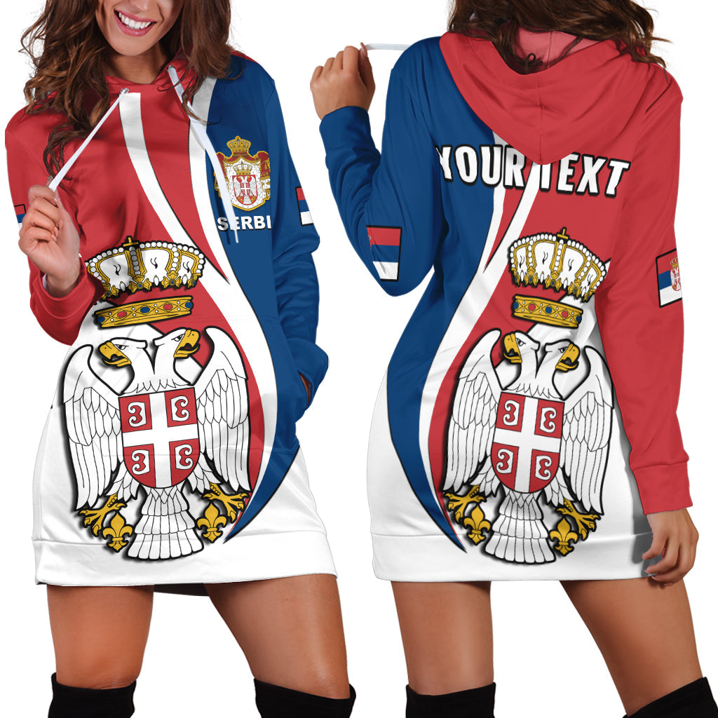 (Custom Personalised) Serbia Hoodie Dress Happy Serbian Statehood Day With Coat Of Arms - Wonder Print Shop