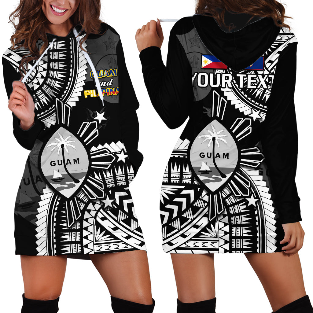 (Custom Personalised) Guam and Philippines Hoodie Dress Guaman Filipinas Together Black - Wonder Print Shop