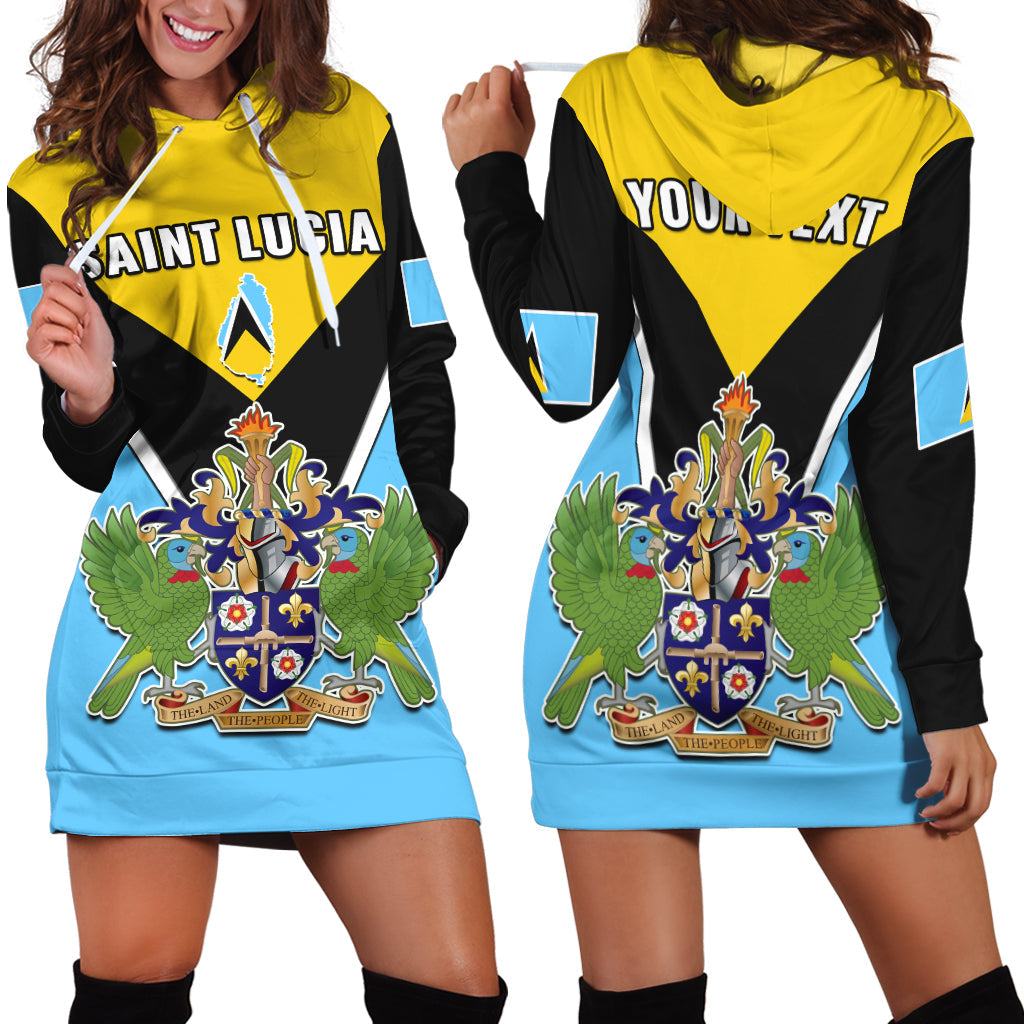 (Custom Personalised) Saint Lucia Hoodie Dress Happy 44 Years Of Independence - Wonder Print Shop