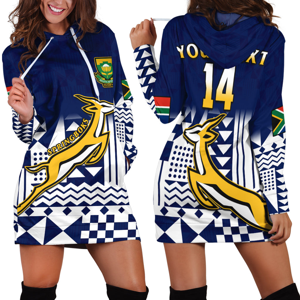 (Custom Text And Number) South Africa Rugby Hoodie Dress Outgoing Tour Go Springboks - Wonder Print Shop