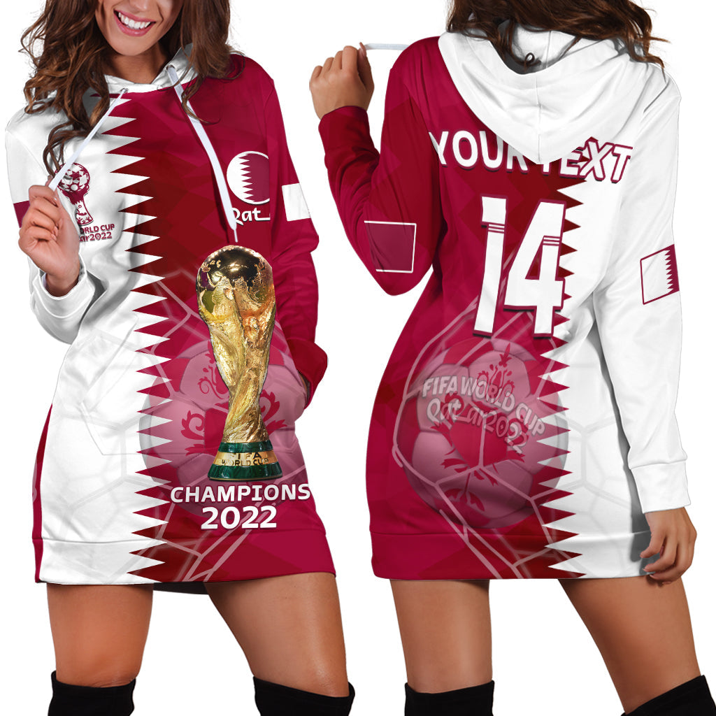 (Custom Text And Number) Qatar Football Hoodie Dress Annabi Champions Proud WC 2022 - Wonder Print Shop