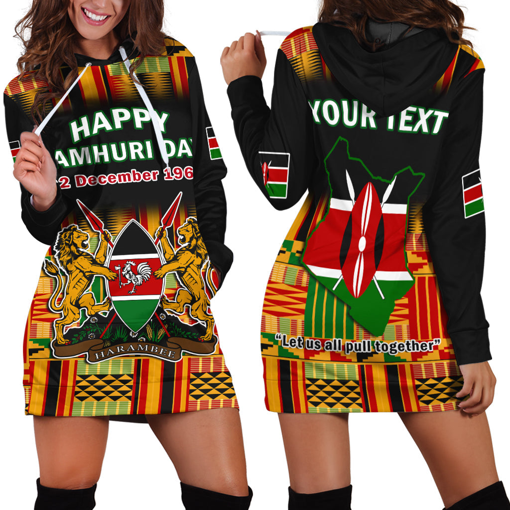 (Custom Personalised) Kenya Hoodie Dress Happy Jamhuri Day Kenyan Pattern - Wonder Print Shop