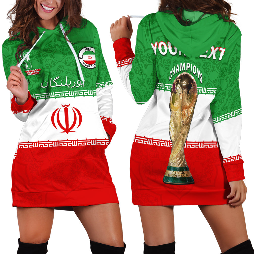 (Custom Personalised) Iran Football Hoodie Dress Team Melli Champions World Cup 2022 - Wonder Print Shop