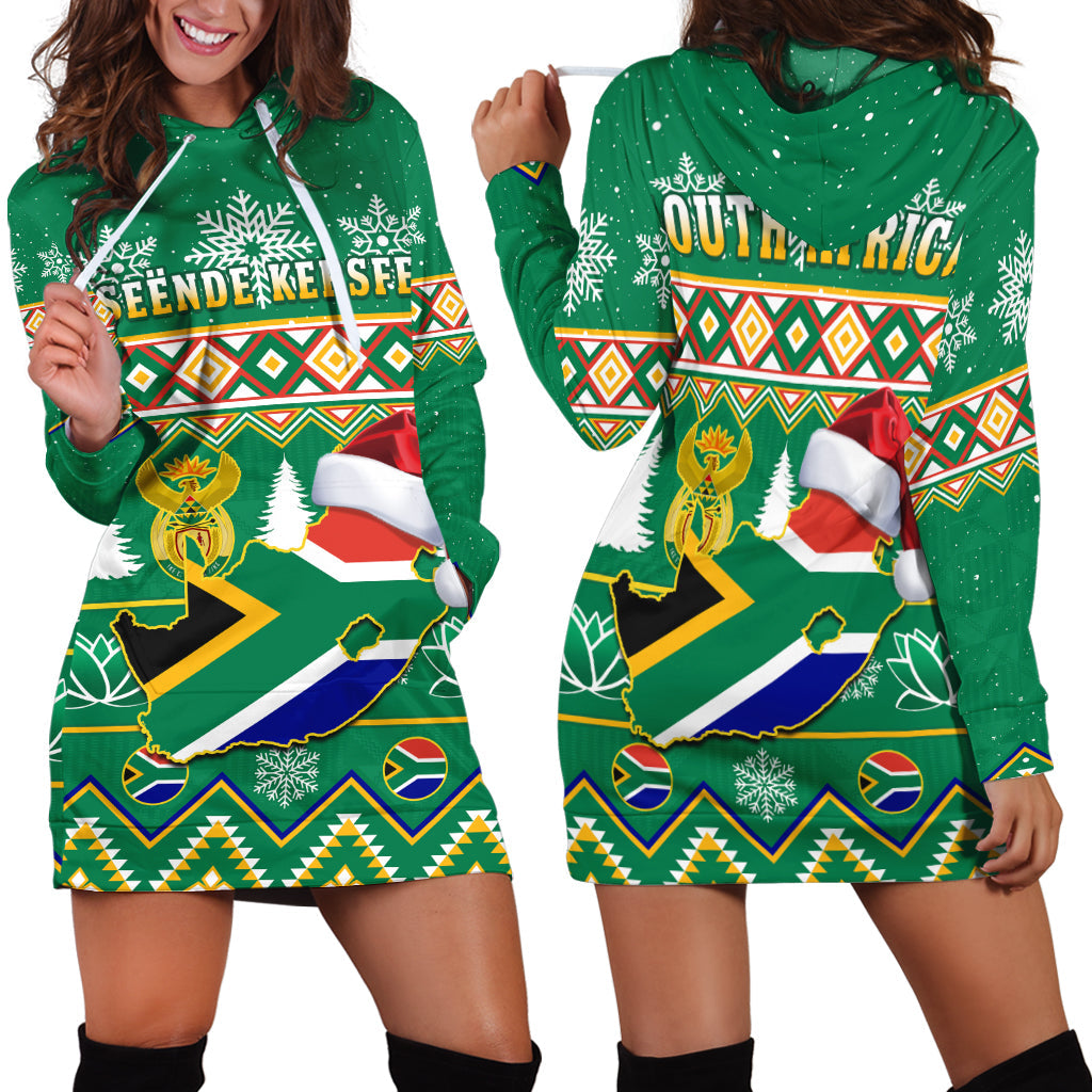 South Africa Christmas Hoodie Dress King Protea Geseende Kersfees - Wonder Print Shop