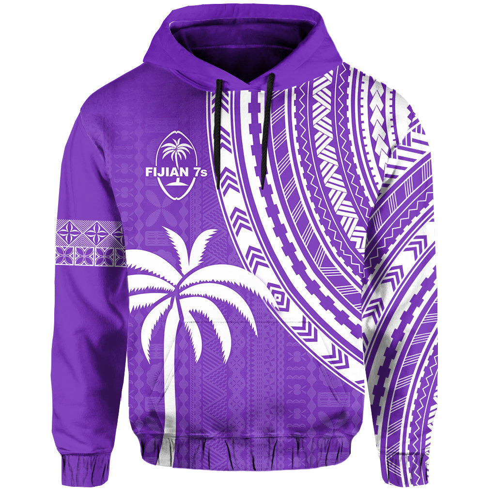 Purple pullover hoodie with kangaroo pocket and geometric tribal print
