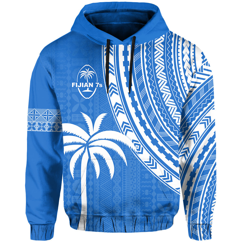 Fiji Rugby Sevens Hoodie Fijian 7s Tapa Polynesian Blue Ver.01 LT13 - Wonder Print Shop