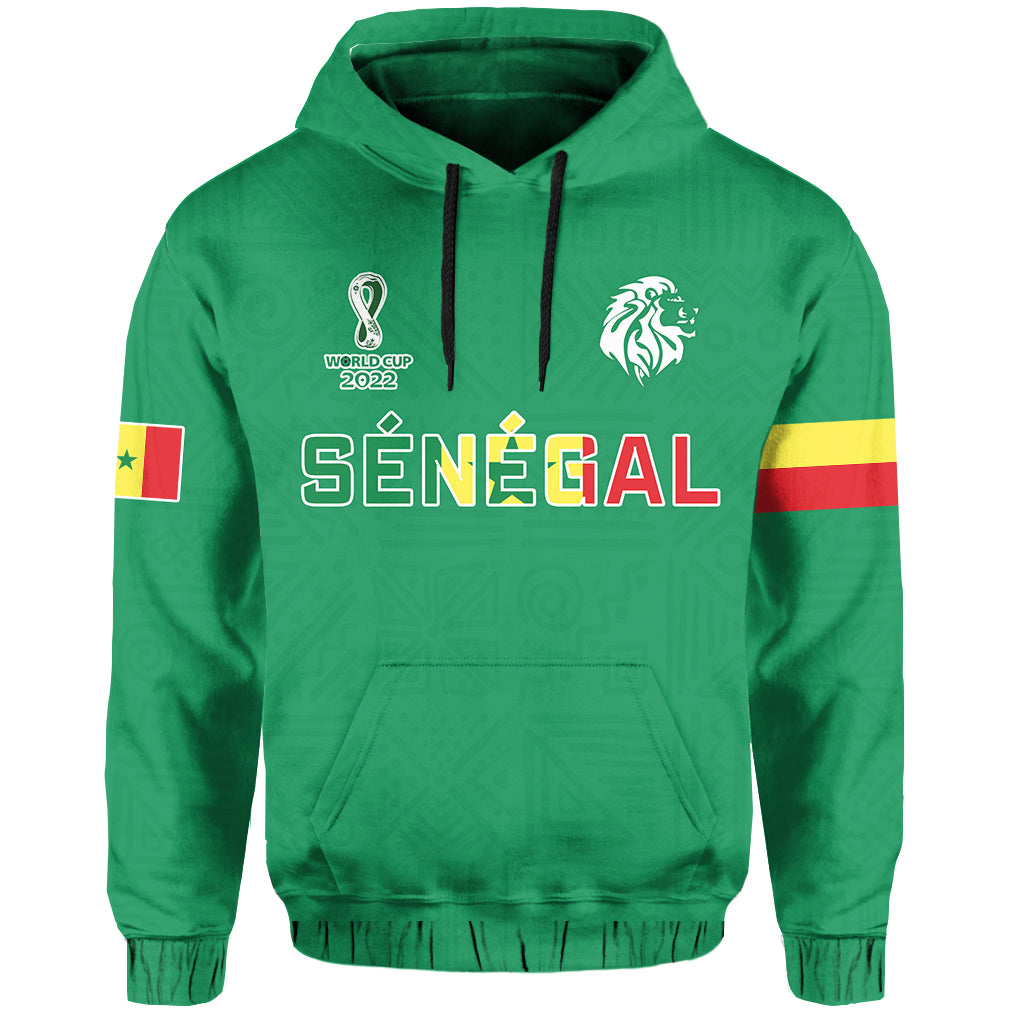 Green pullover football hoodie with hood, drawstrings, kangaroo pocket, and chest graphics