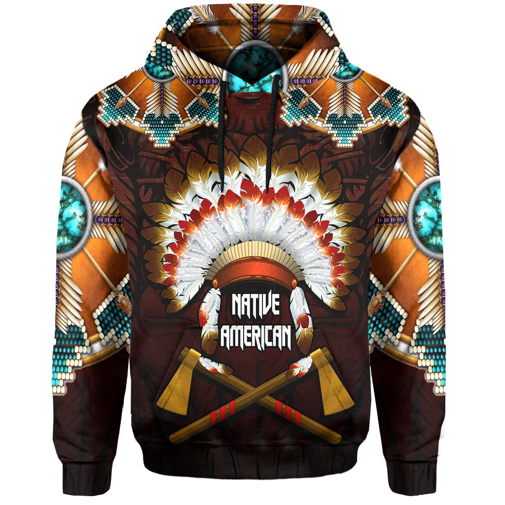 The First Americans Hoodie Indian Headdress With Skull LT13 - Wonder Print Shop