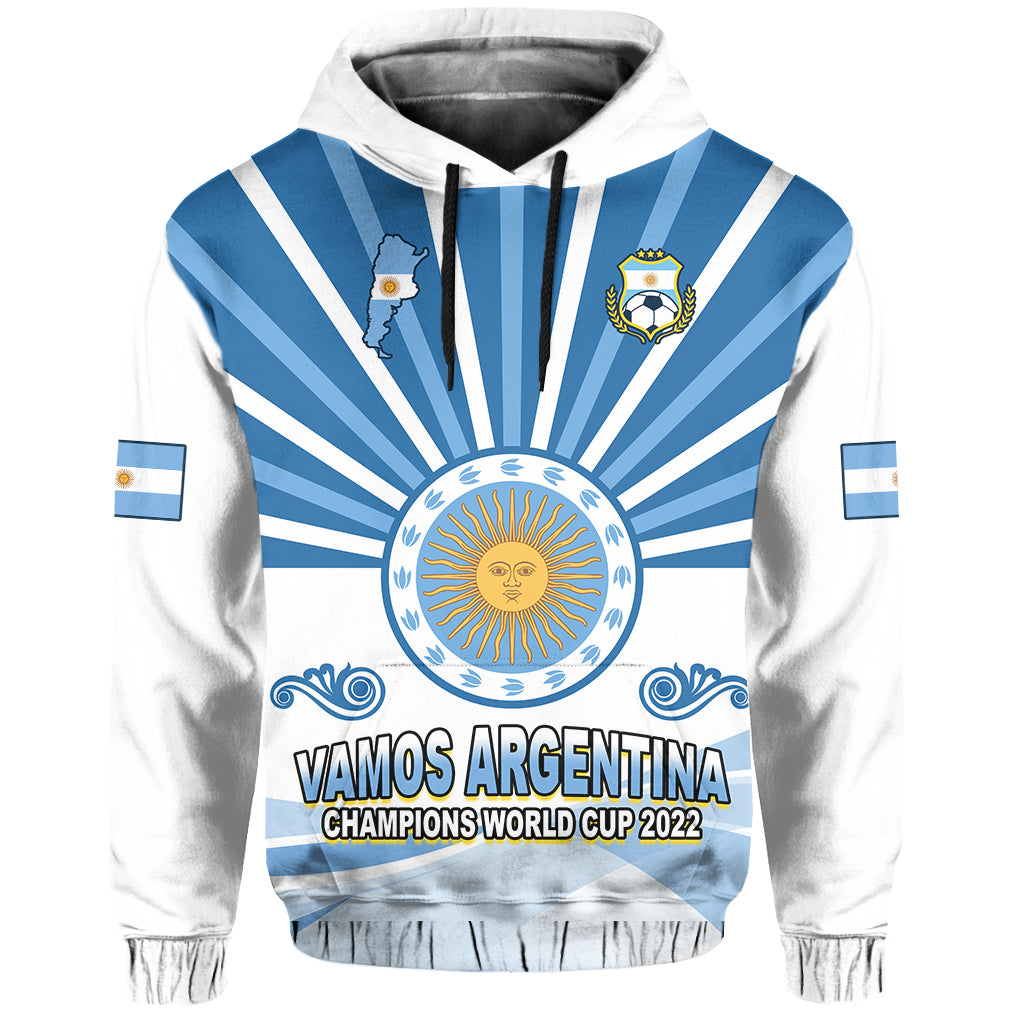 Argentina Football Hoodie The Sun WC2022 Soccer Vamos La Albiceleste LT13 - Wonder Print Shop