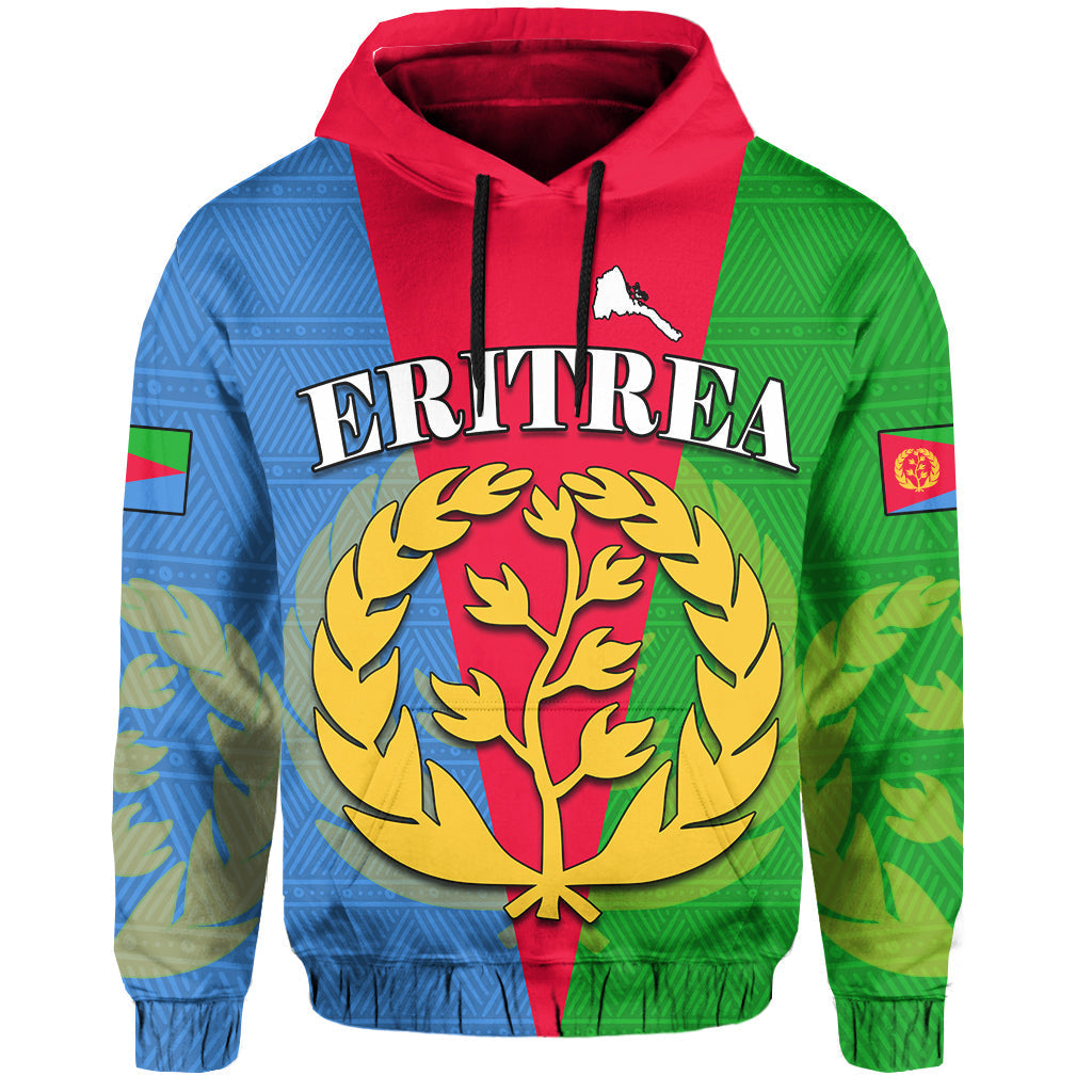 Eritrea Hoodie Eritrean Map Mix African Pattern Simple Style - Wonder Print Shop