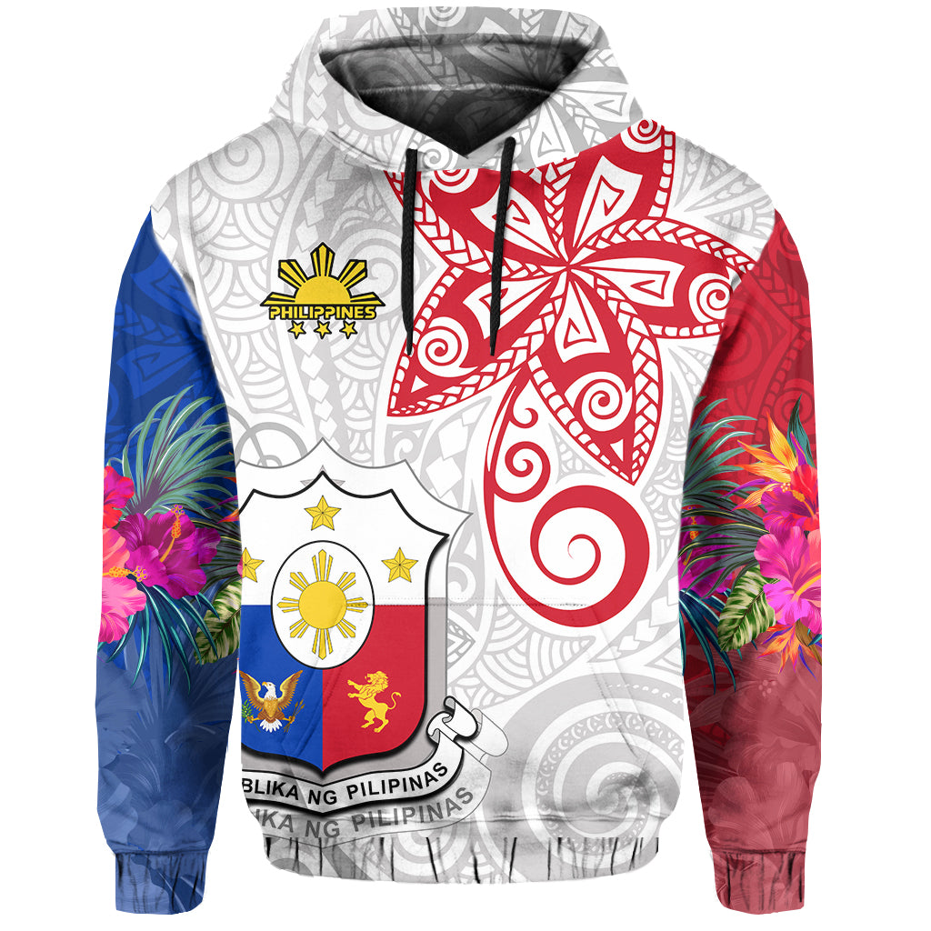 Custom Philippines Hoodie Sun Filipino Polynesian mix Flowers Special Vibe LT13 - Wonder Print Shop