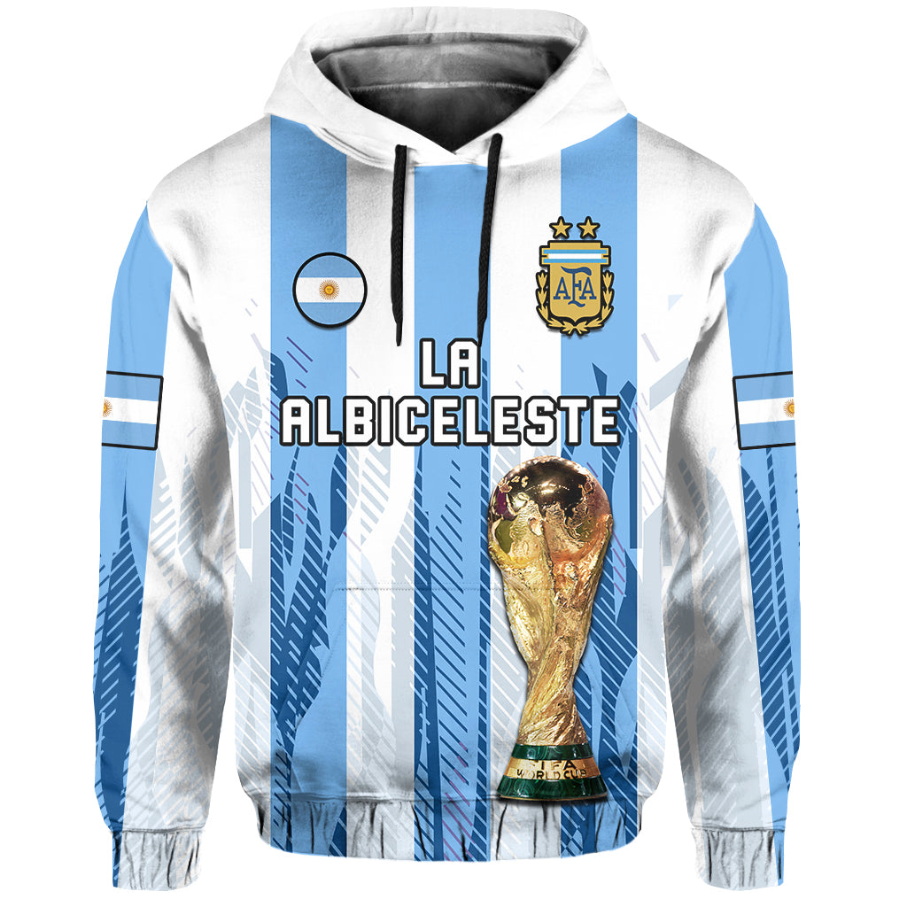 Argentina Football Hoodie La Albiceleste Campeon Proud White 2022 - Wonder Print Shop