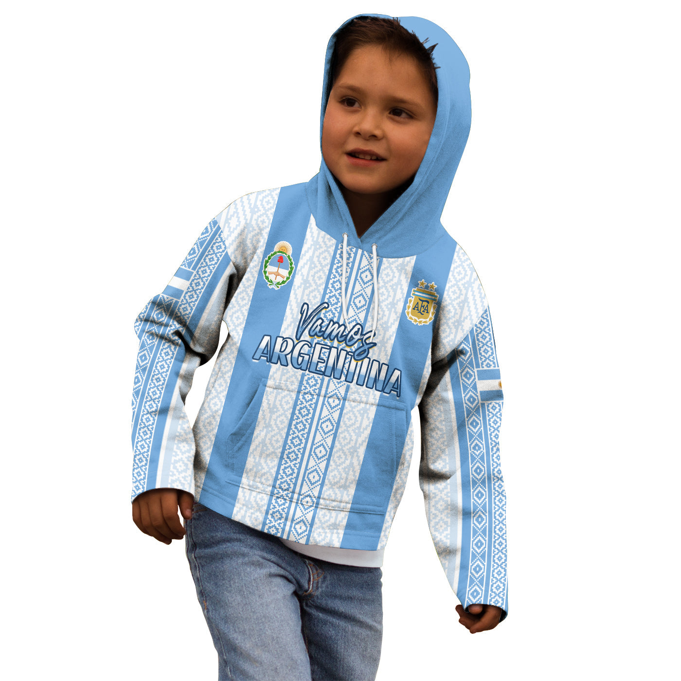 Argentina Football Hoodie KID Champions World Cup Gaucho Vamos LT13 - Wonder Print Shop