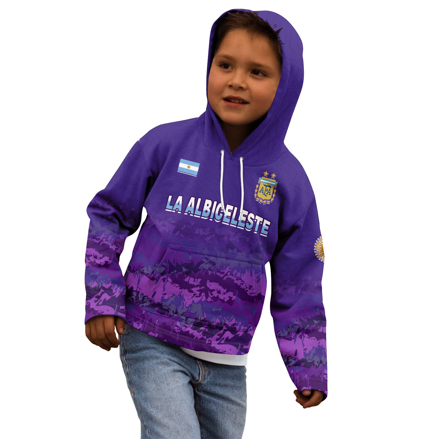 Argentina Football Hoodie KID Go Champions La Albiceleste LT13 - Wonder Print Shop