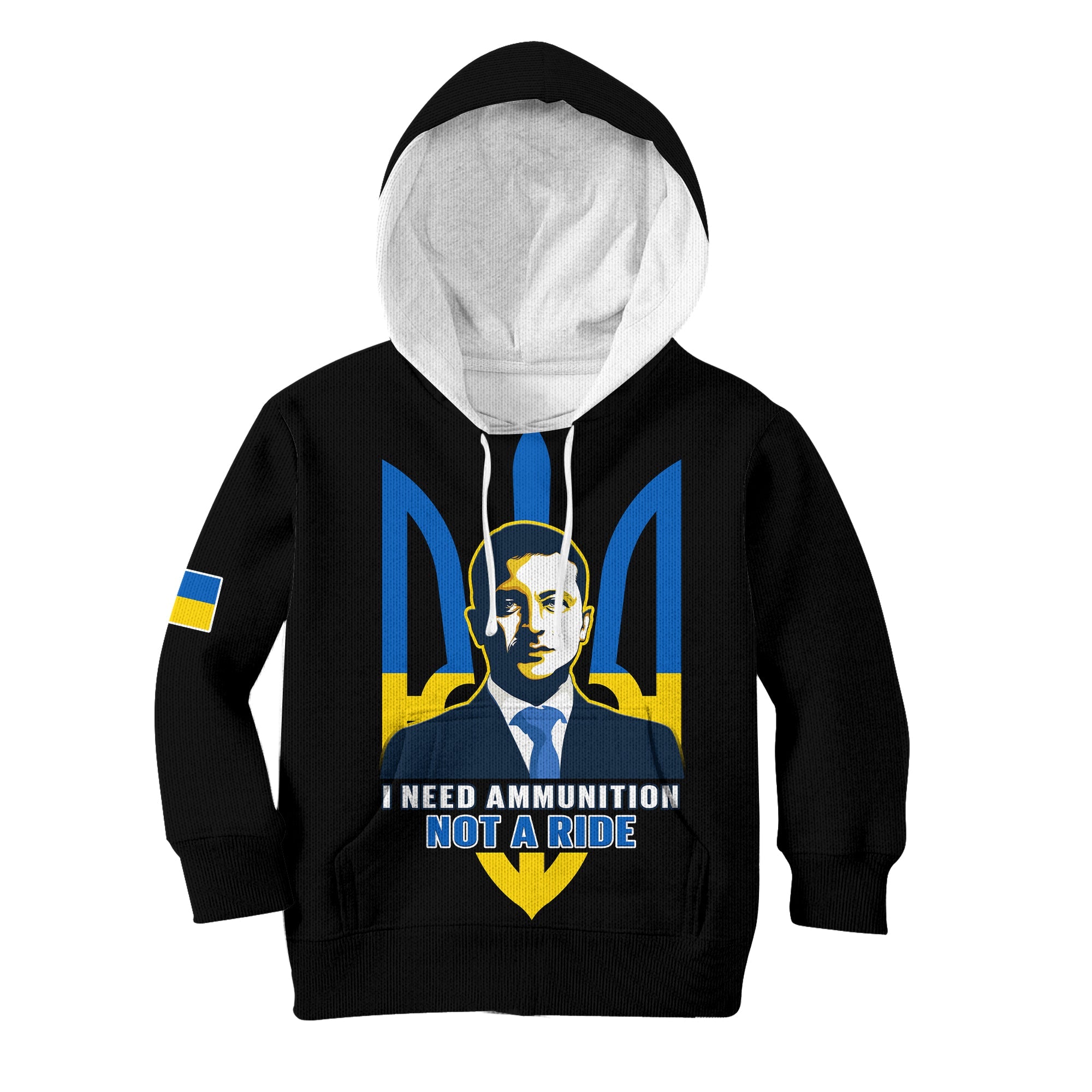 Custom Personalised Ukraine Hoodie KID Ukraine Gold Trident Slava Ukraini Black - Wonder Print Shop