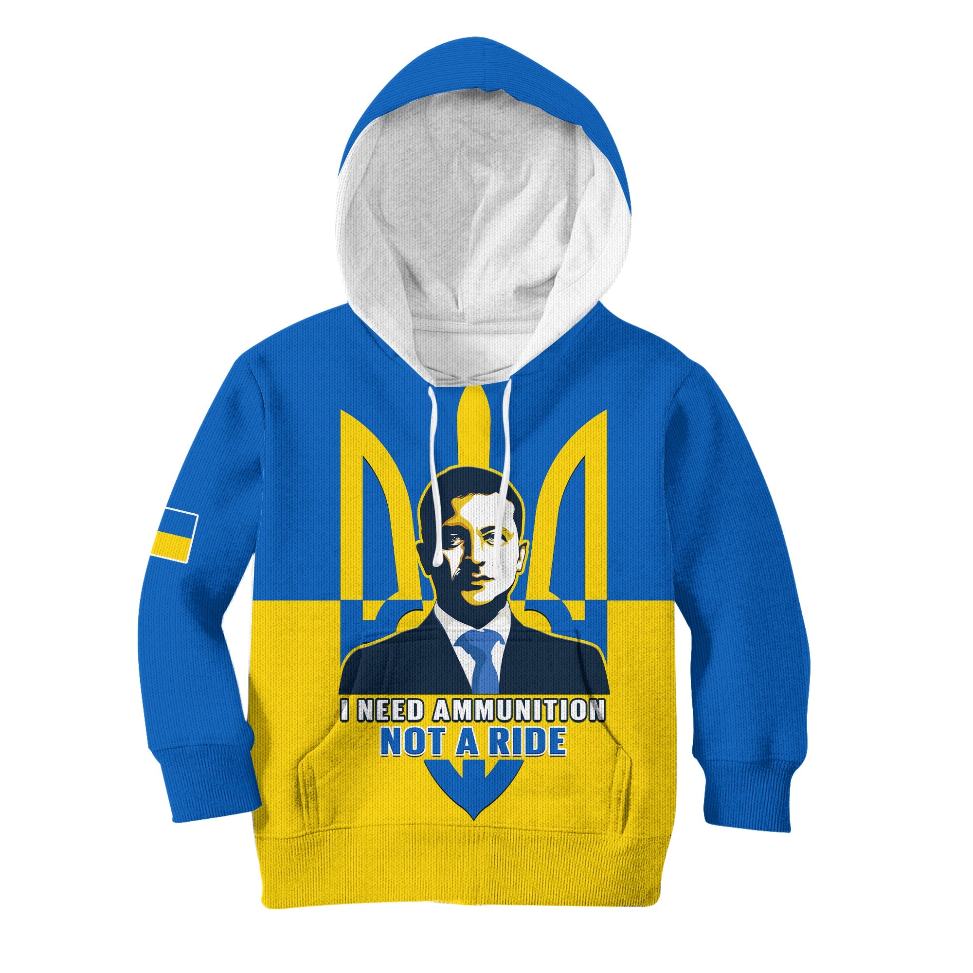 Custom Personalised Ukraine Hoodie KID Ukraine Gold Trident Slava Ukraini Blue - Wonder Print Shop