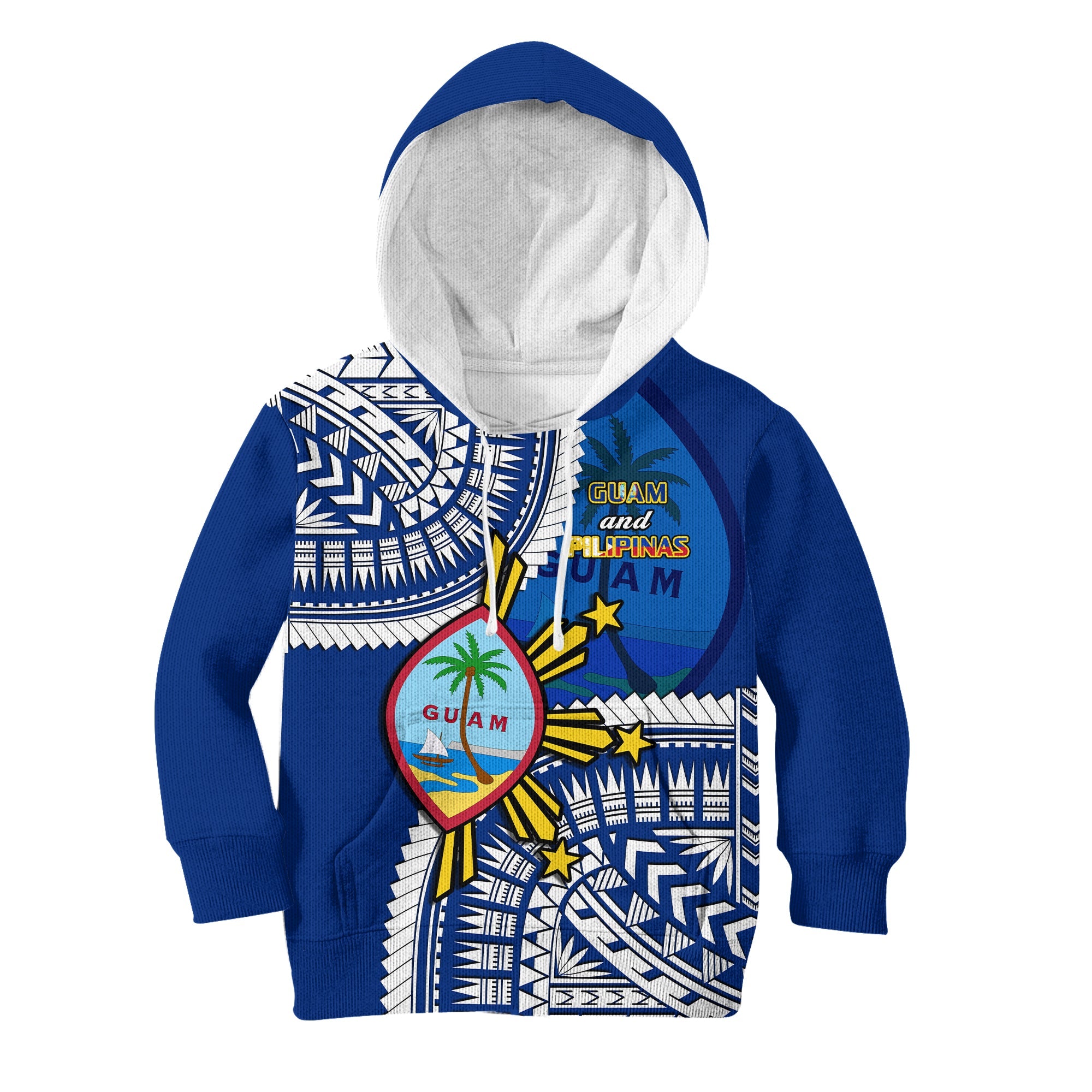 (Custom Personalised) Guam and Philippines Hoodie KID Guaman Filipinas Together Blue - Wonder Print Shop