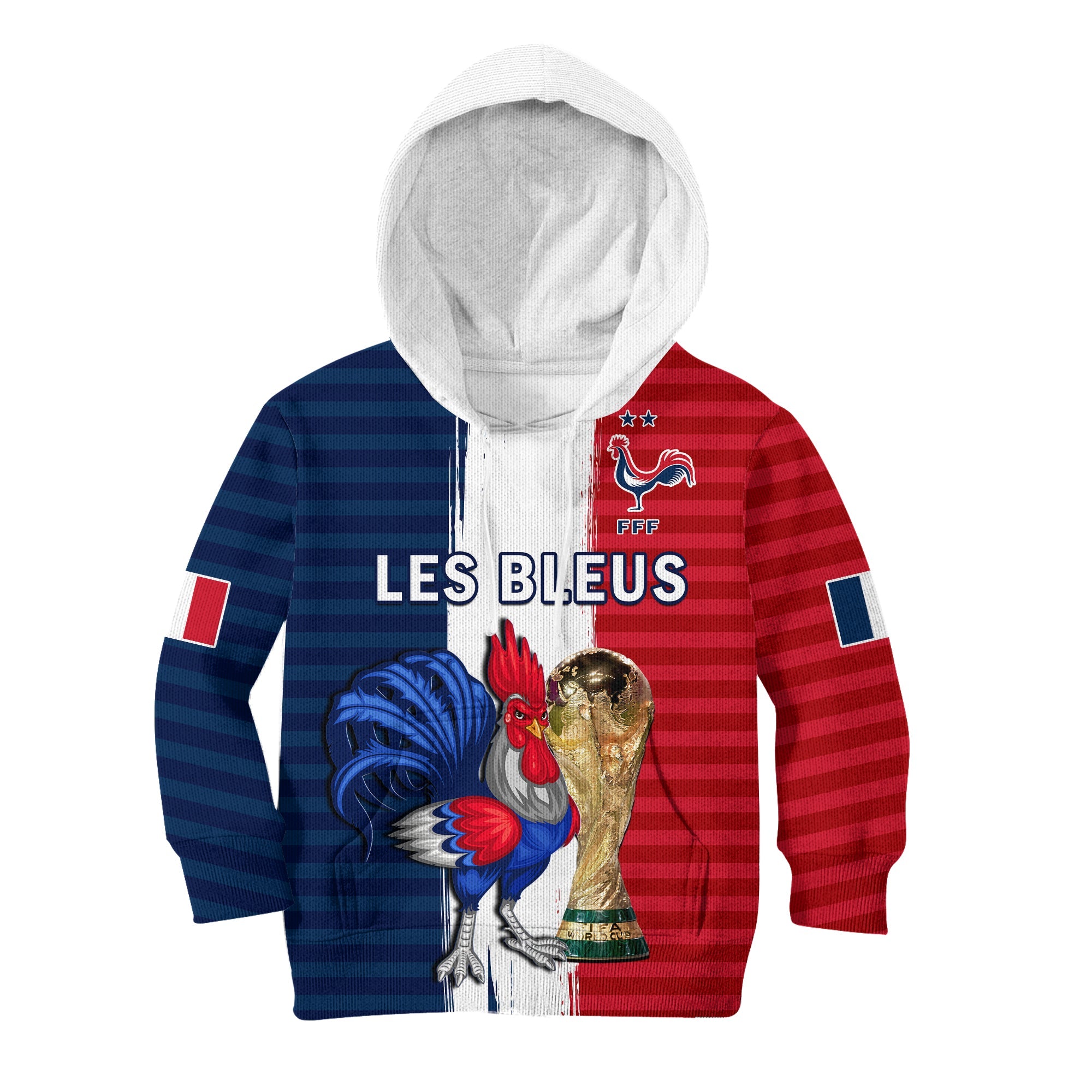 (Custom Text And Number) France Football Hoodie KID Les Bleus Champions World Cup 2022 - Wonder Print Shop