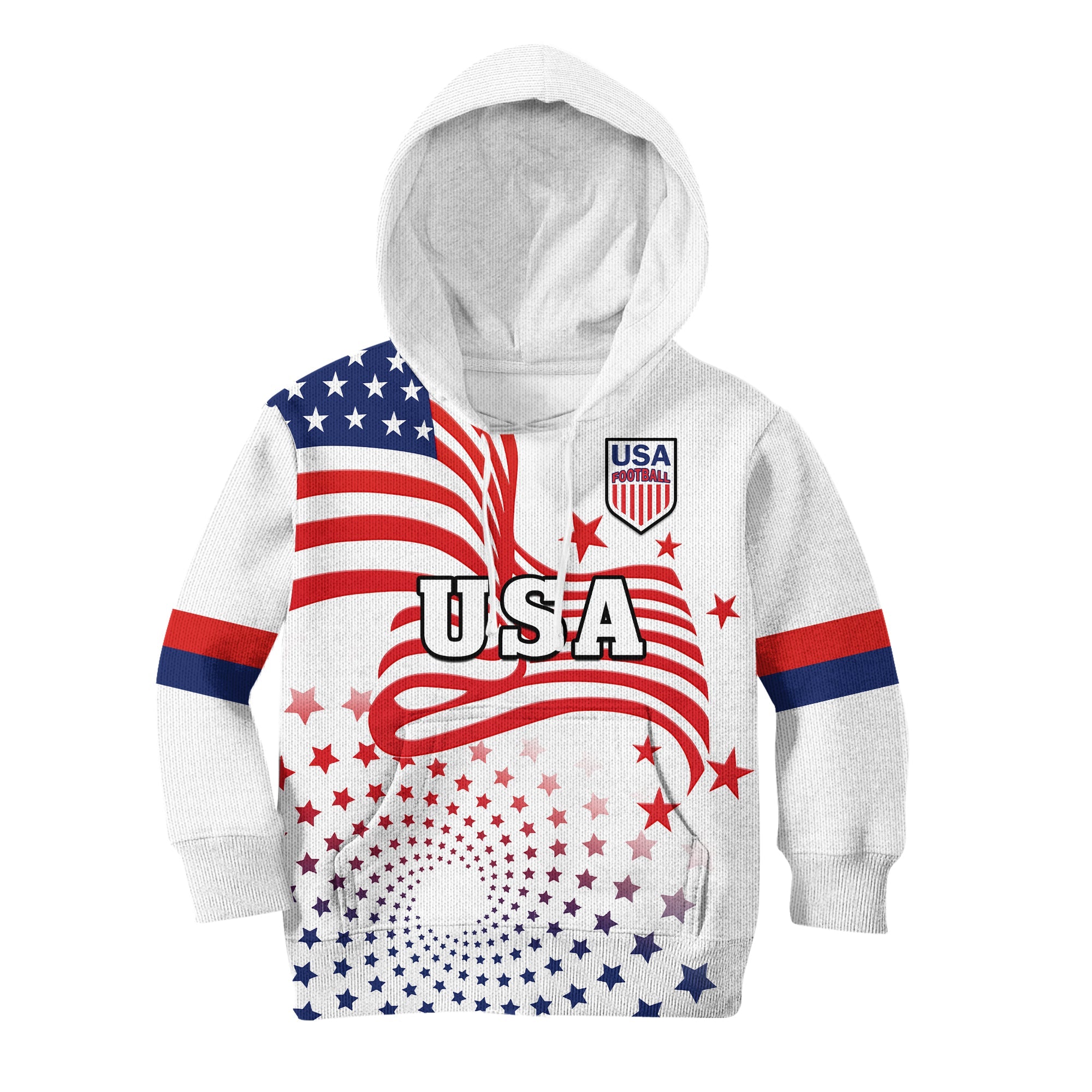 (Custom Text And Number) United States Football Hoodie KID The Yanks USA World Cup 2022 - Wonder Print Shop