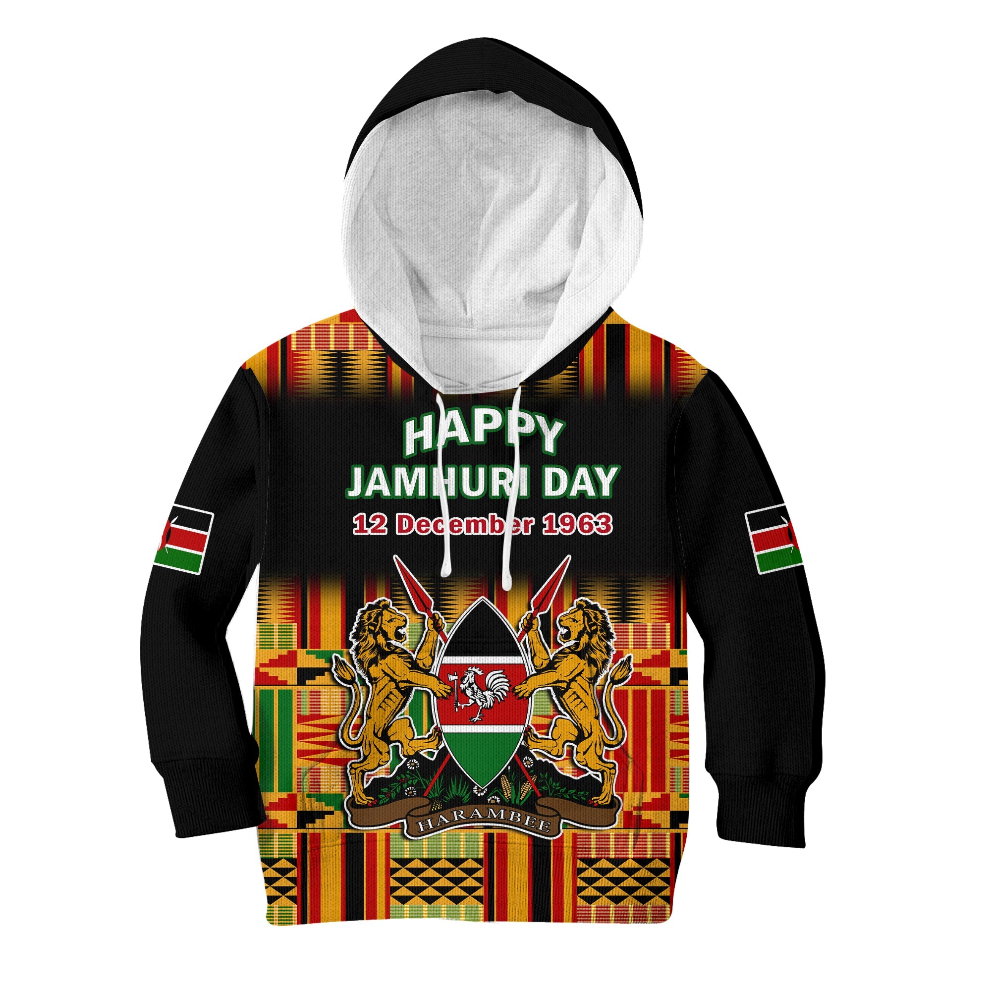 Kenya Hoodie KID Happy Jamhuri Day Kenyan Pattern - Wonder Print Shop