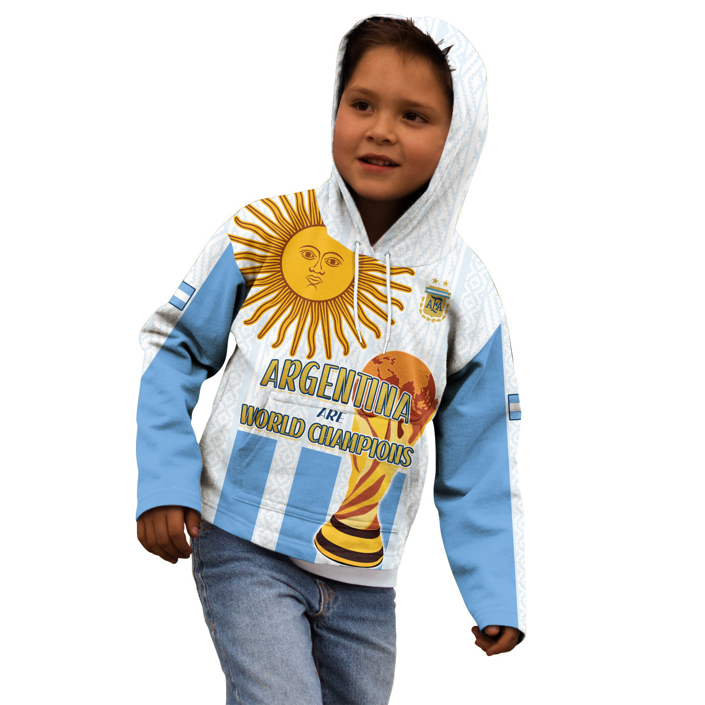 Argentina Football Hoodie KID World Champions 2022 Dream Come True LT13 - Wonder Print Shop