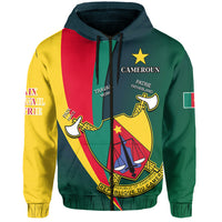 Green zip hoodie with Cameroon shield crest and “CAMEROUN” text on upper chest