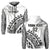 Custom Text And Number Fiji Rugby Hoodie Fijian Cibi Dance Tapa Pattern White - Wonder Print Shop