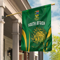 South Africa cricket flag, green with crest and SOUTH AFRICA lion design