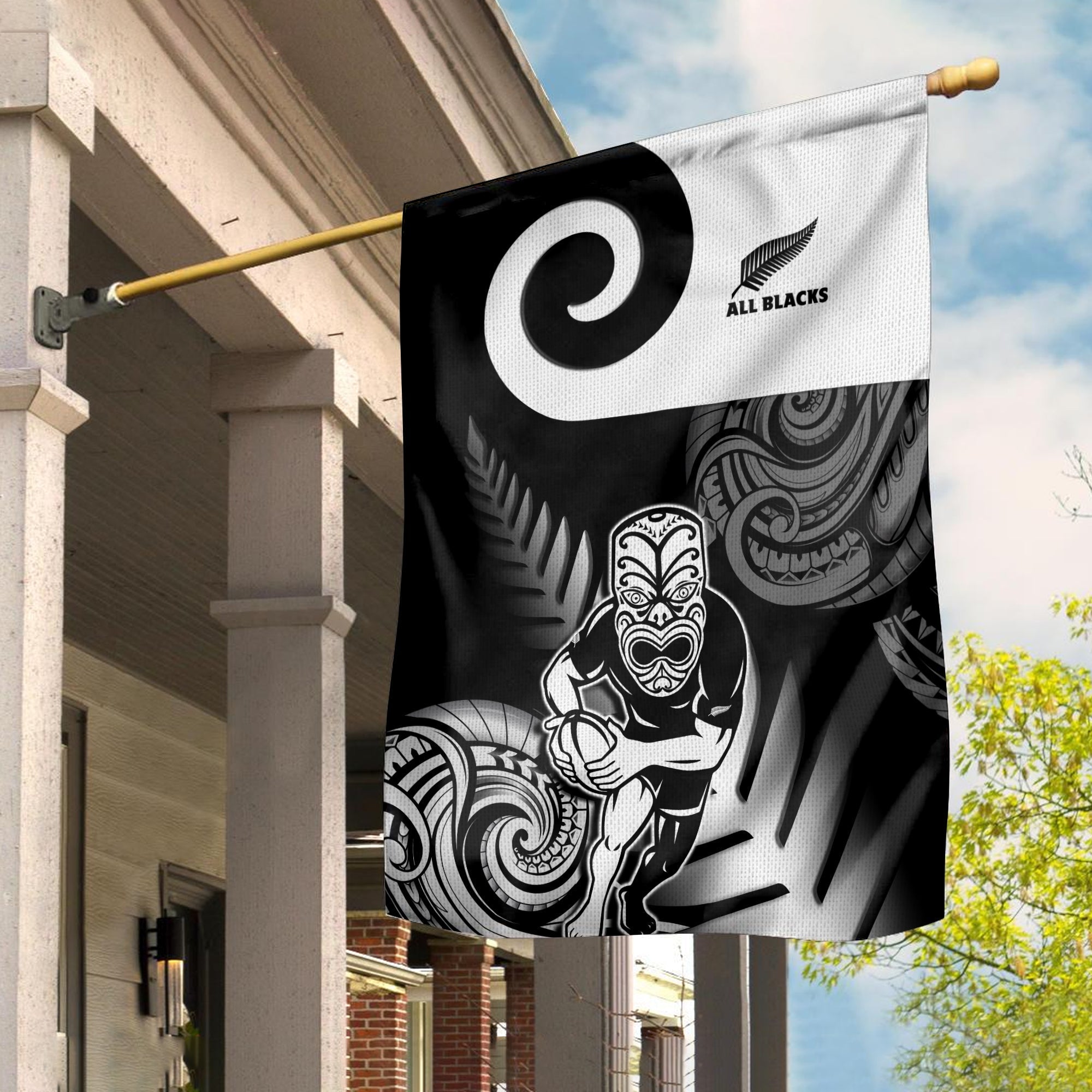 New Zealand Silver Fern Rugby Flag All Black Maori Koru - Wonder Print Shop