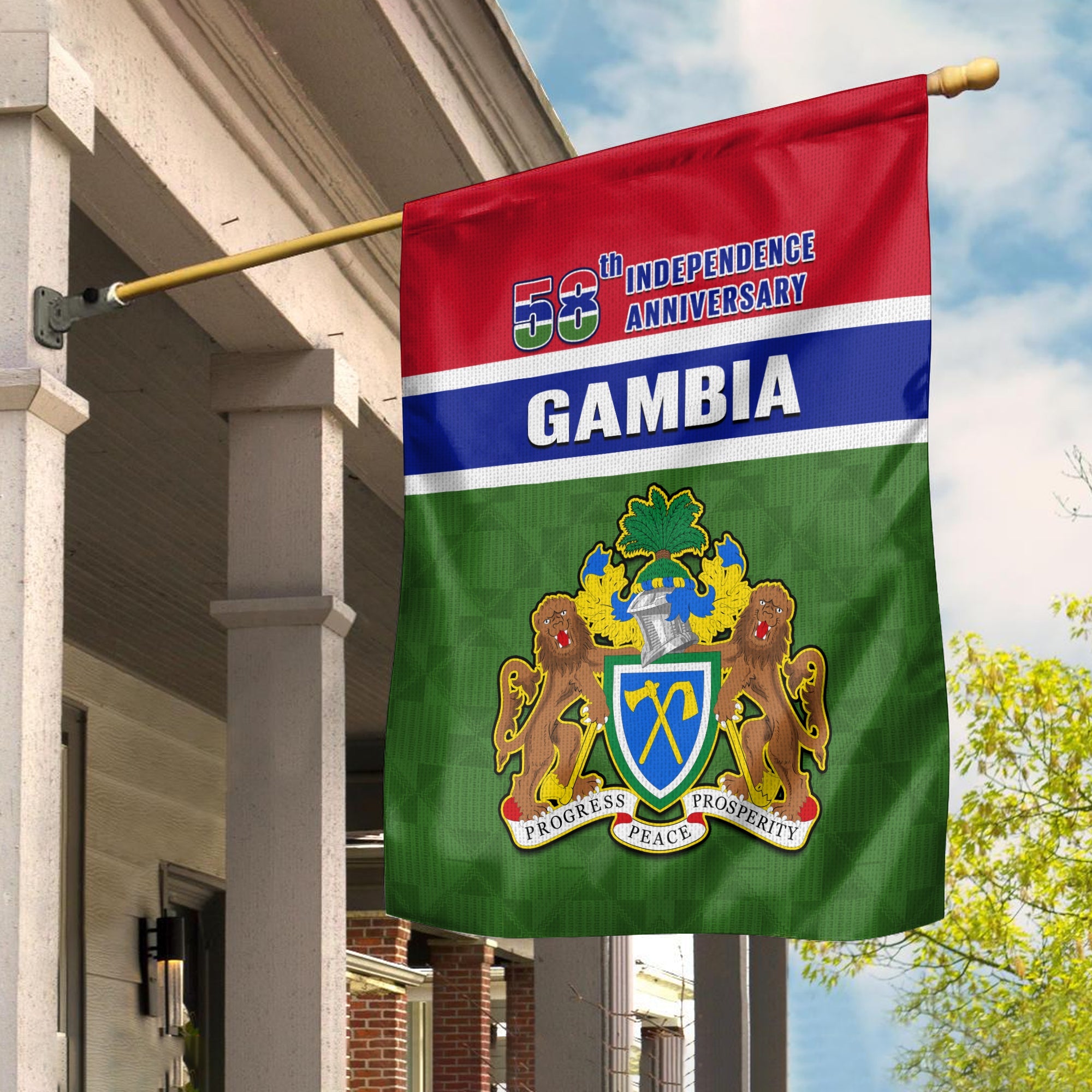 Gambia Flag Happy 58th Independence Anniversary Flag Style - Wonder Print Shop