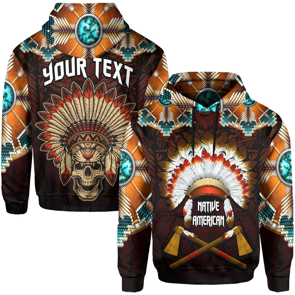 Custom The First Americans Hoodie Indian Headdress With Skull LT13 - Wonder Print Shop