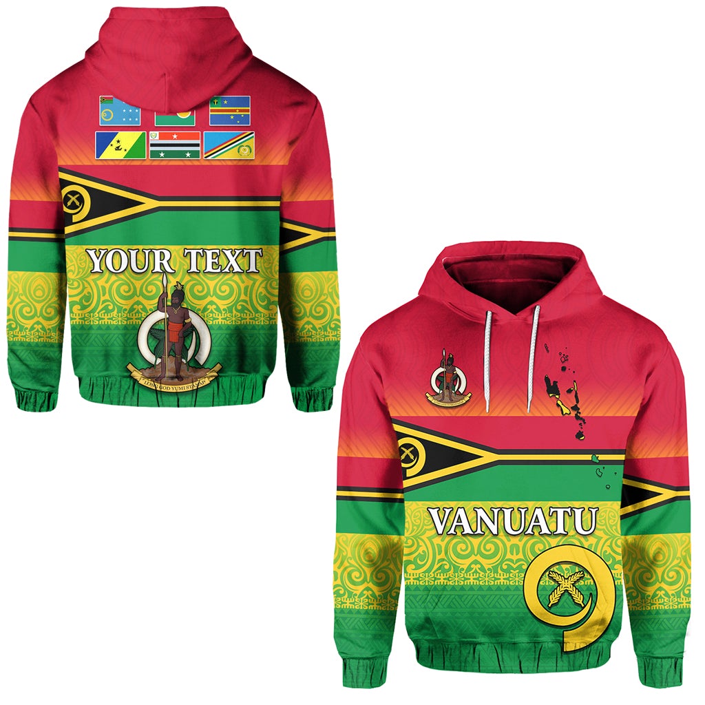 Custom Vanuatu Color Hoodie Six Provinces and Map LT13 - Wonder Print Shop