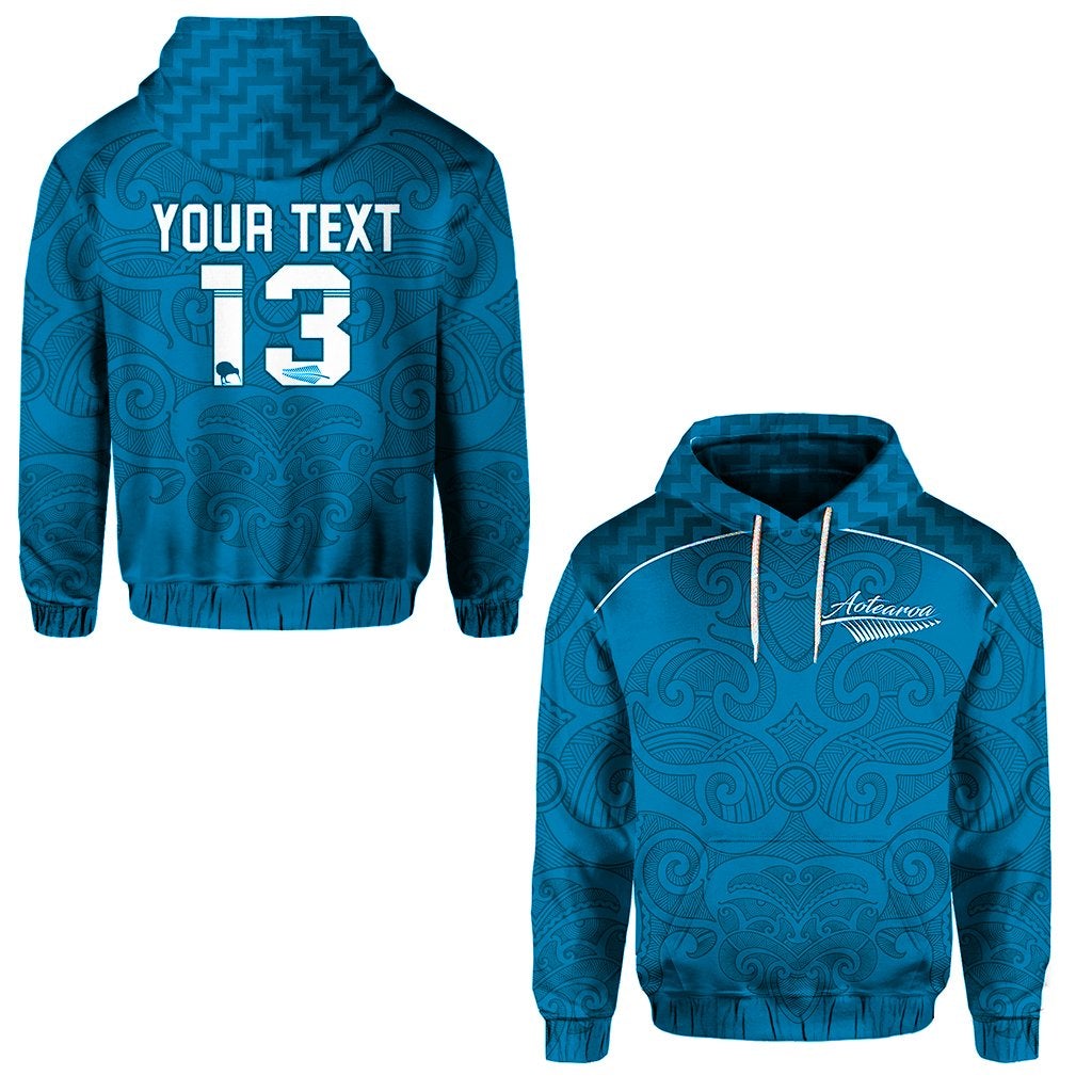 Custom Maori 2021 Hoodie Turquoise Aotearoa Tattoo Custom Text and Number LT13 - Wonder Print Shop