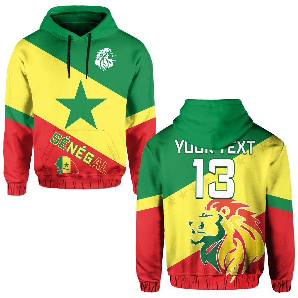 Custom Senegal Football Hoodie Lions of Teranga Soccer Football 2022 Style Flag LT13 - Wonder Print Shop