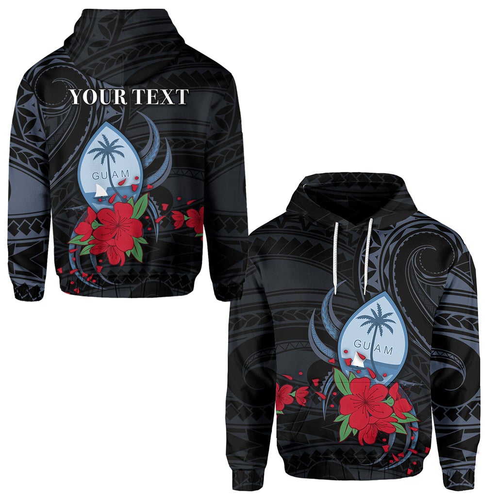 Custom Guam Hoodie Polynesian Flowers Version Black LT13 - Wonder Print Shop